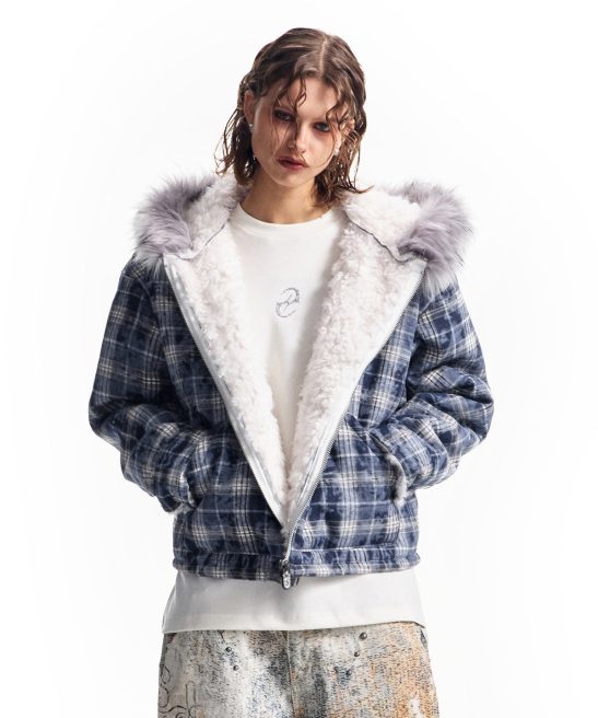 Thick Blue Plaid Fleece Jacket