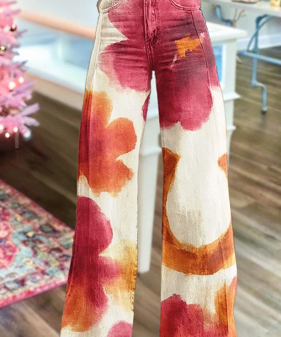 Floral Horseshoe Wide Leg Pants