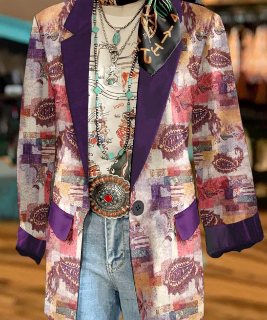Vintage Paisley Print Patchwork Blazer