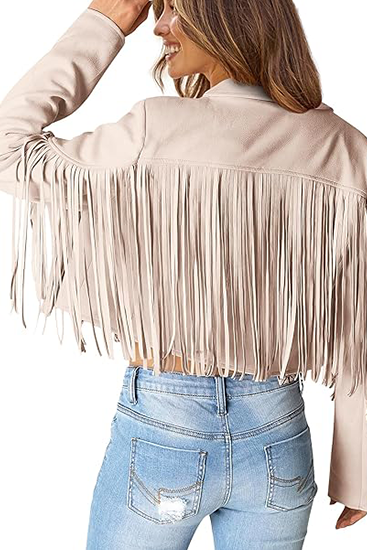 Women's fringed faux suede jacket