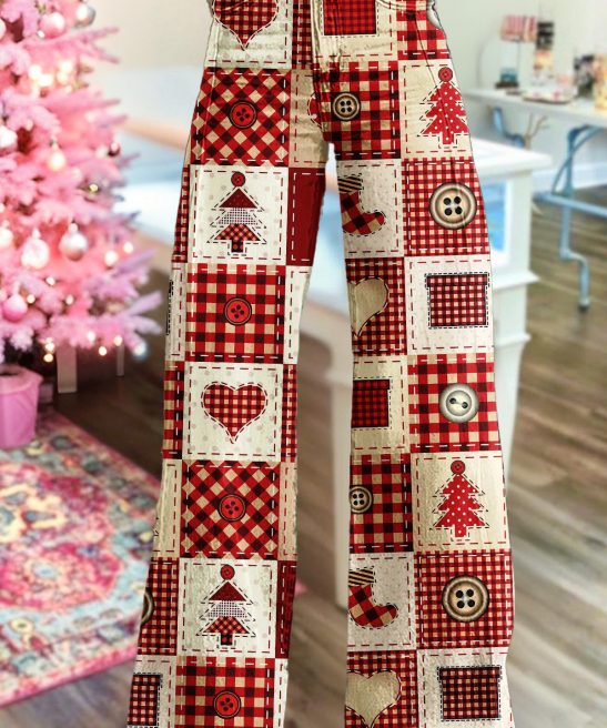 Christmas Plaid Wide-Leg Pants